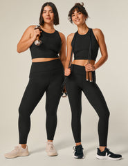 black 4-inch waistband midi leggings.