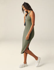 green ribbed dress
