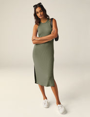 green ribbed dress