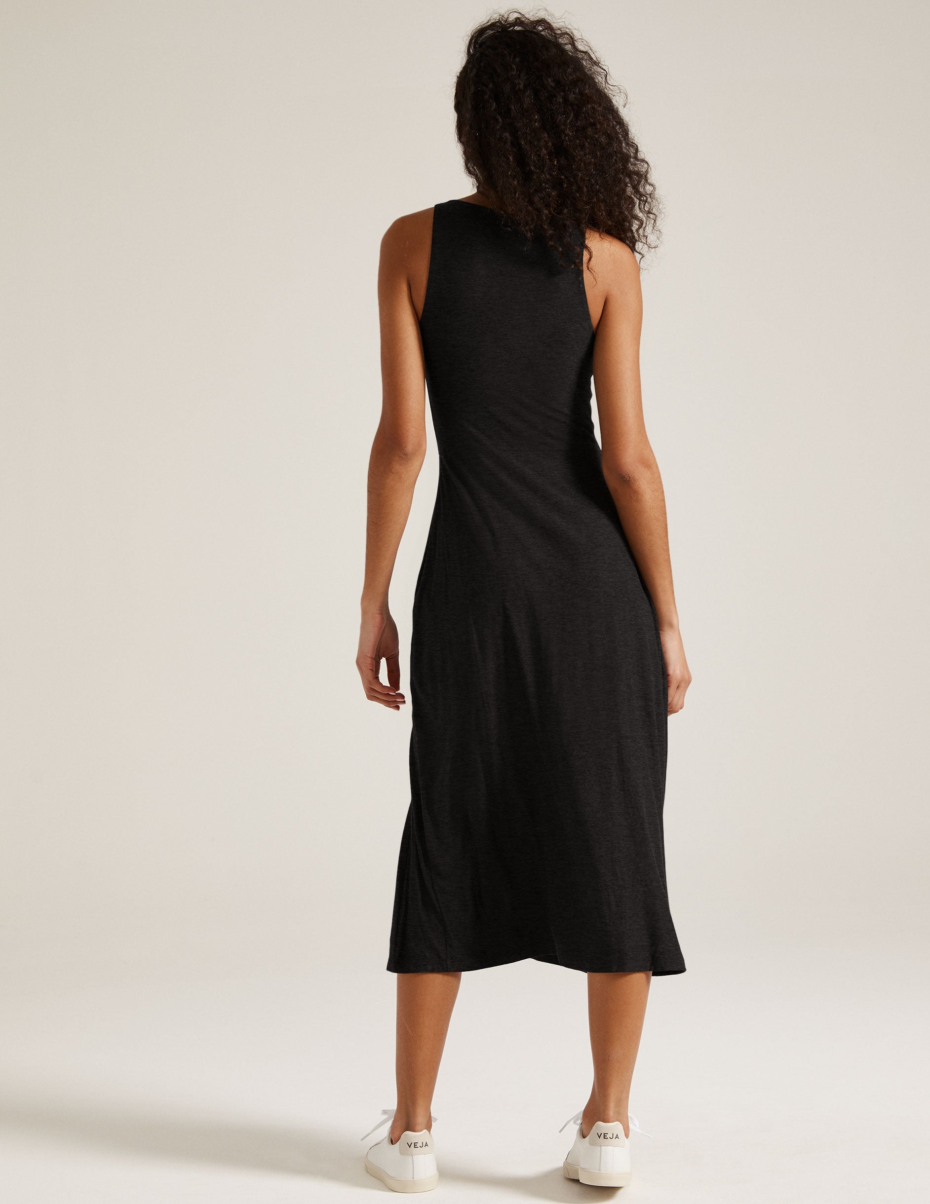 black maxi dress with slit at side