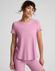 pink short sleeve top