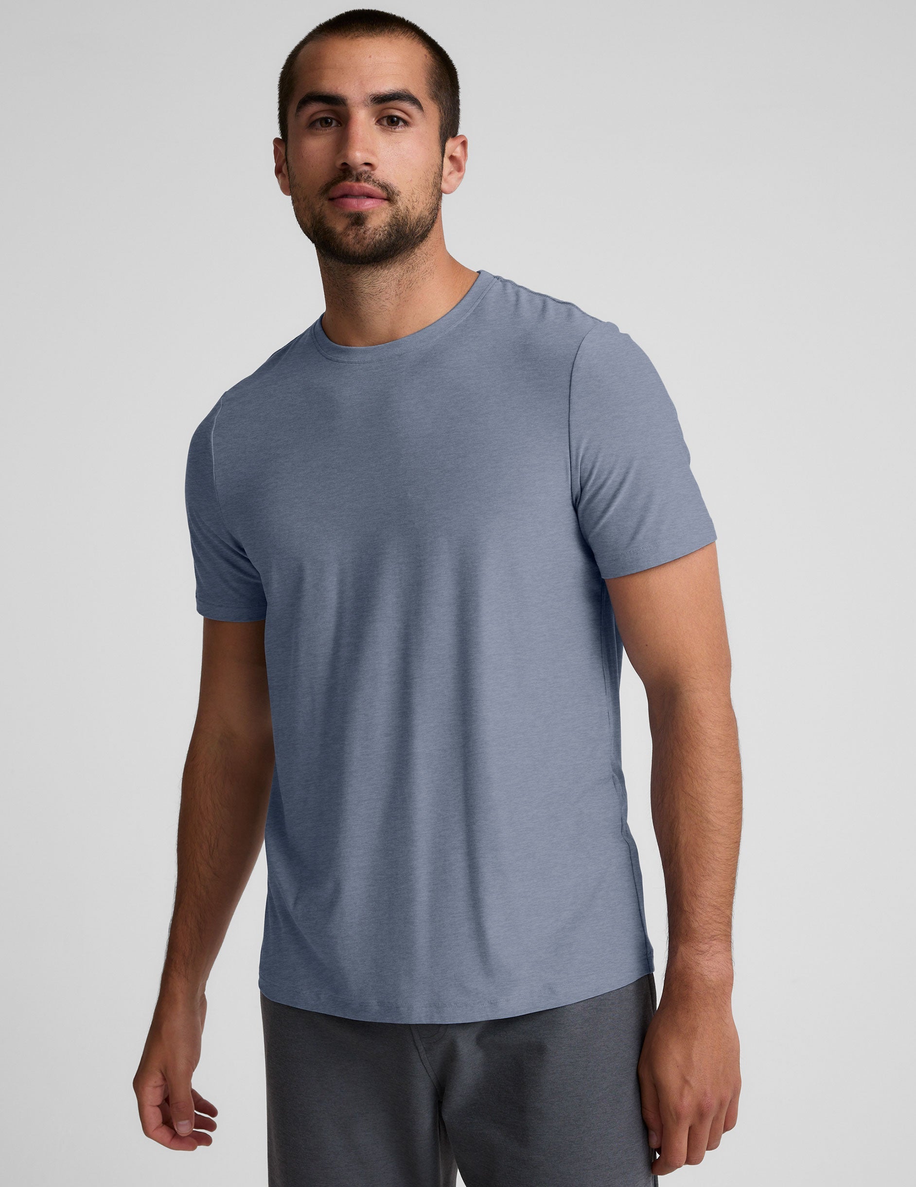 mens blue short sleeve shirt.