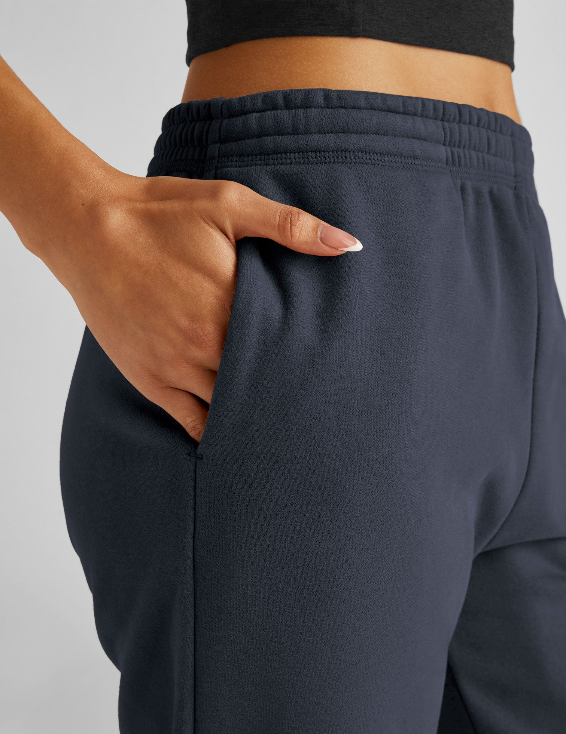 blue women's fleece joggers.