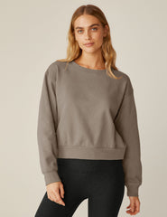 brown crew neck long sleeve pullover.