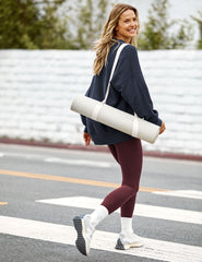 blue crew neck oversized fleece sweatshirt.