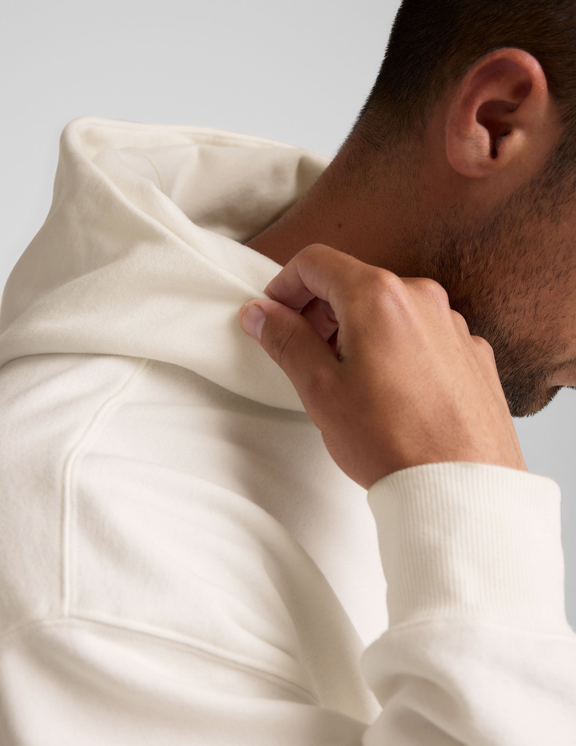 white men's fleece hoodie with a kangaroo pocket.