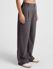 grey mid rise trousers with pockets.