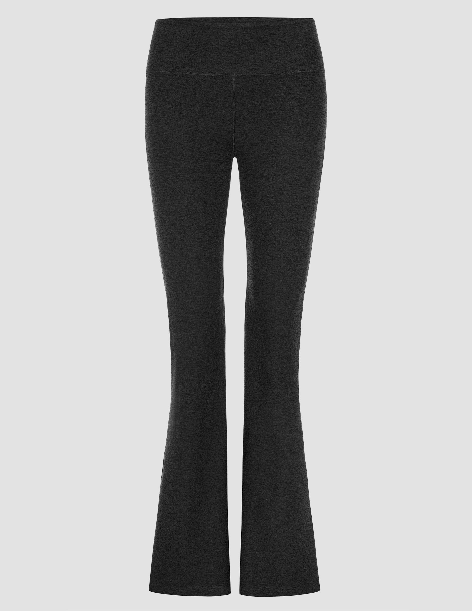 black mid-rise bootcut pant.