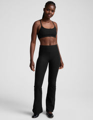 black mid-rise bootcut pant.