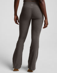 gray mid-rise bootcut pants.
