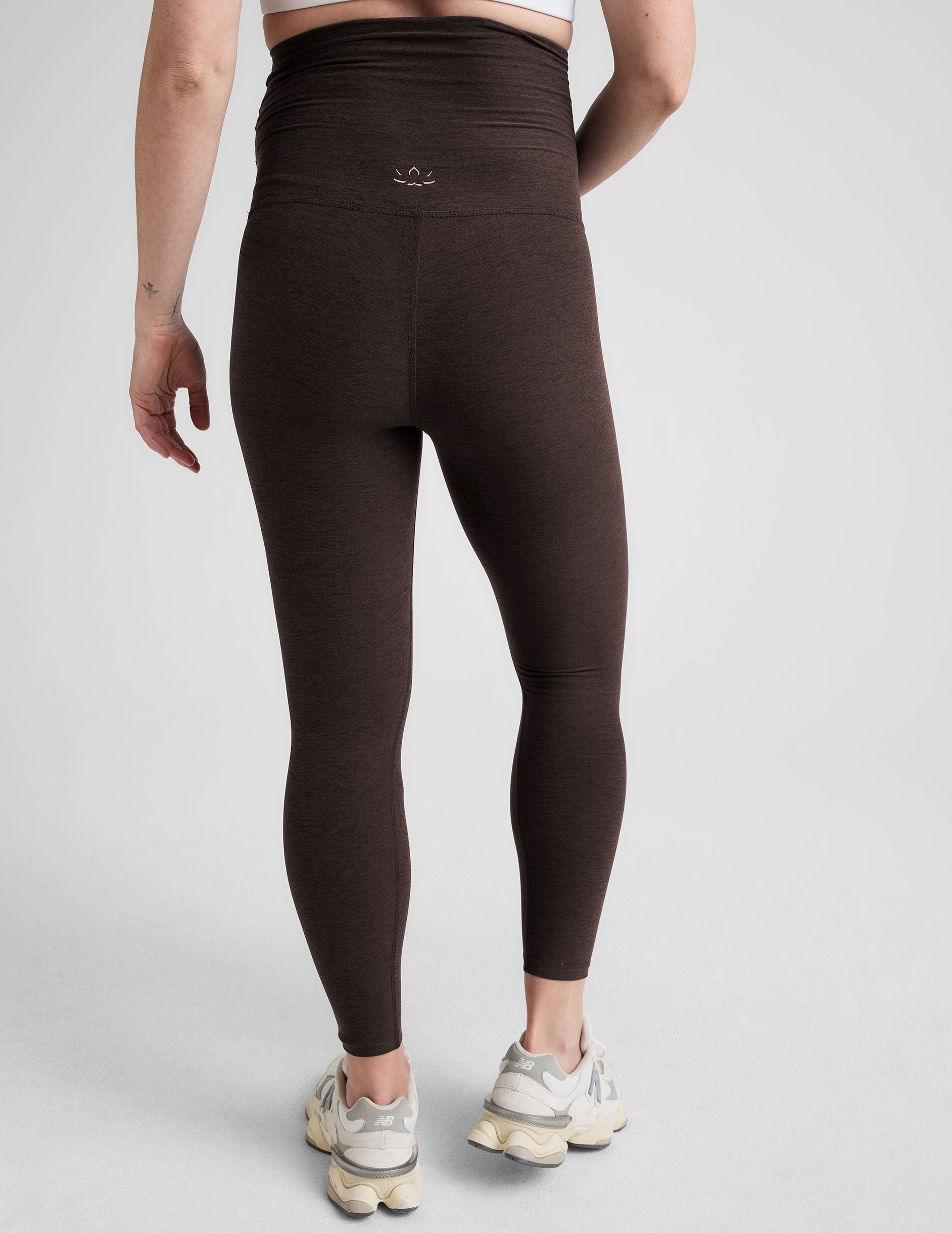 brown midi length maternity leggings.