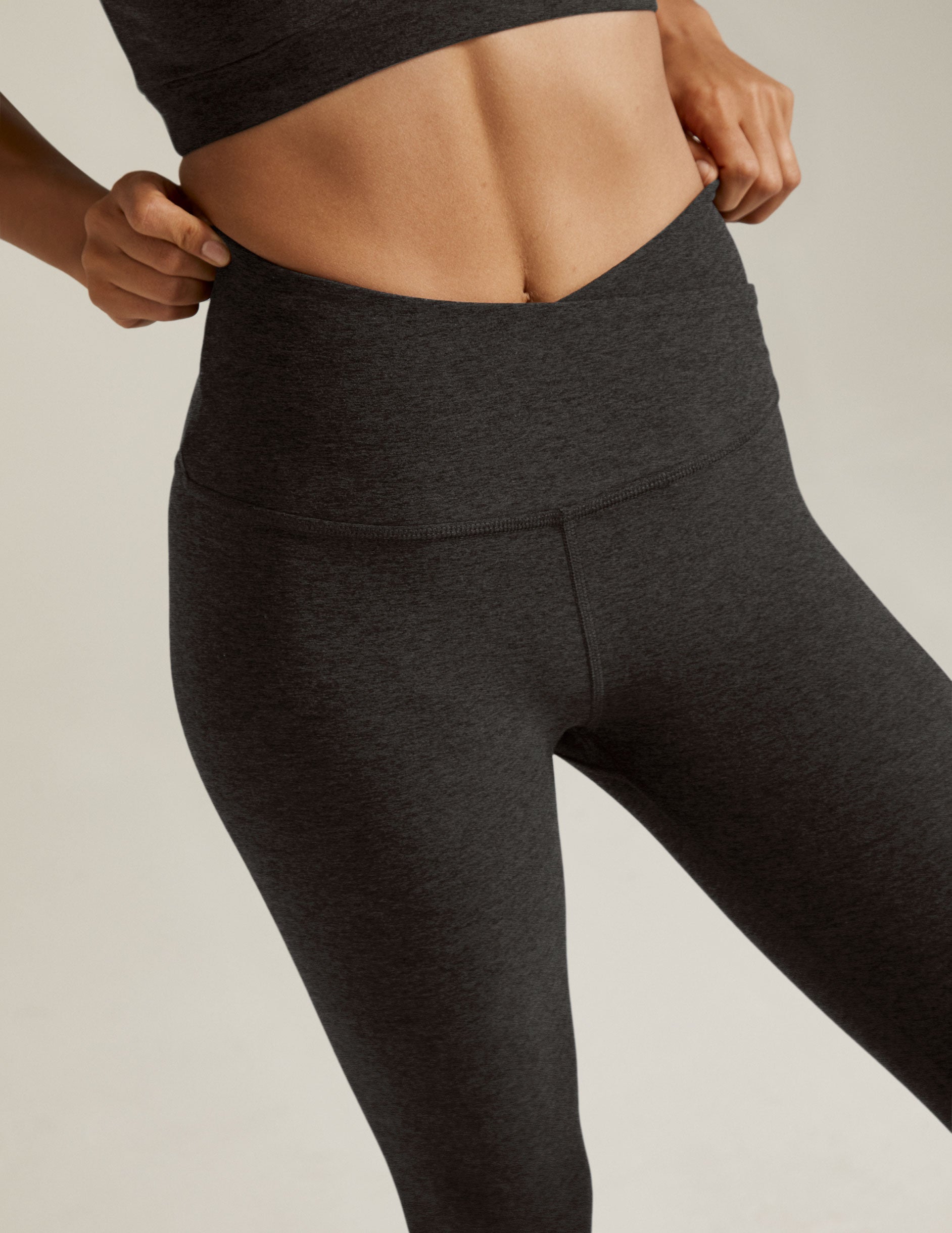 black criss cross front detail midi legging