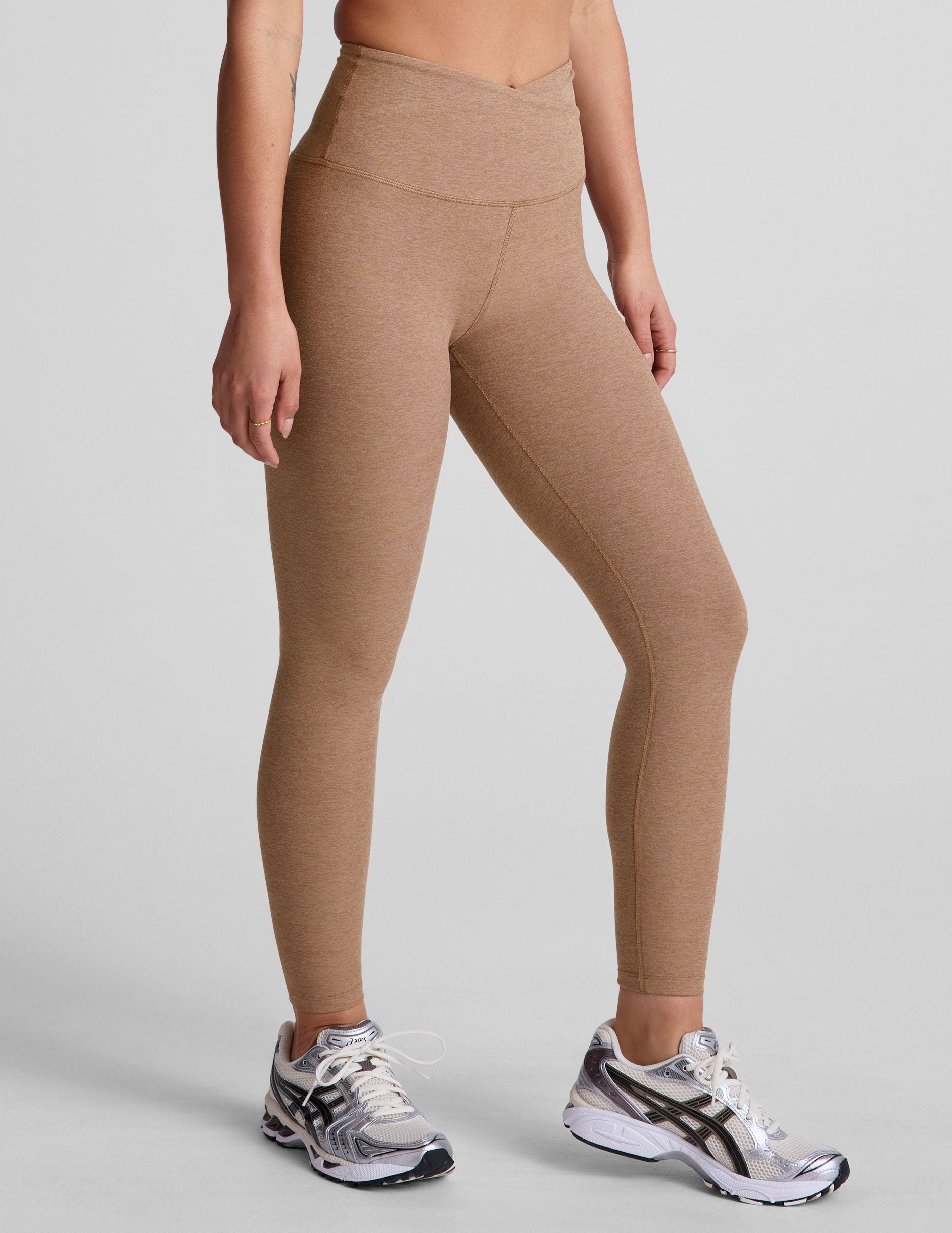 brown midi legging with criss cross front