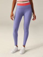 purple color block midi legging