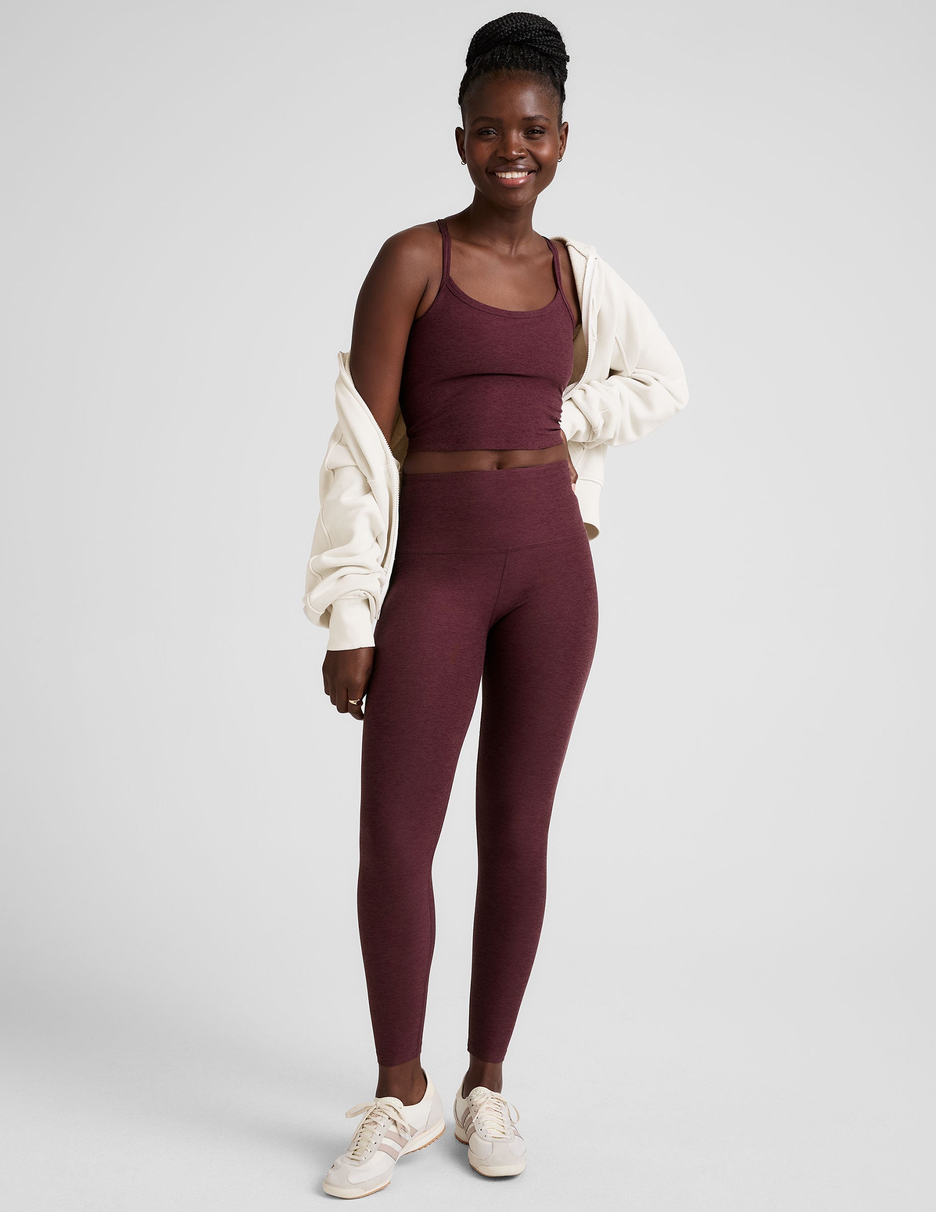 red slim strapped racerback cropped tank top.