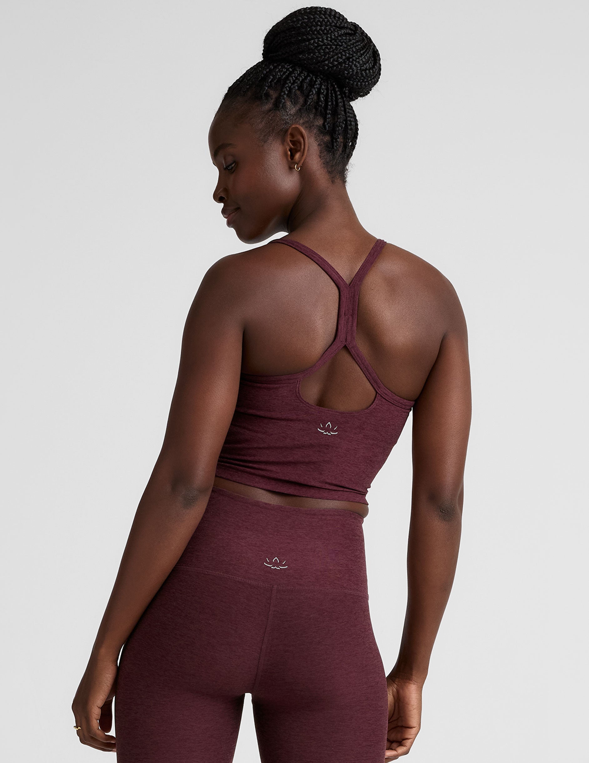 red slim strapped racerback cropped tank top.