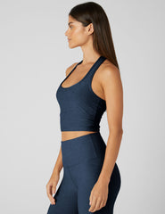 blue cropped halter top.
