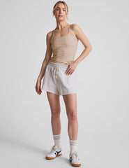 brown full length slim strapped racerback tank top.