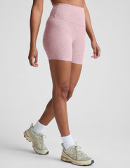pink high-waisted 5" inseam biker shorts. 