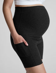 black maternity biker short with pocket at sides