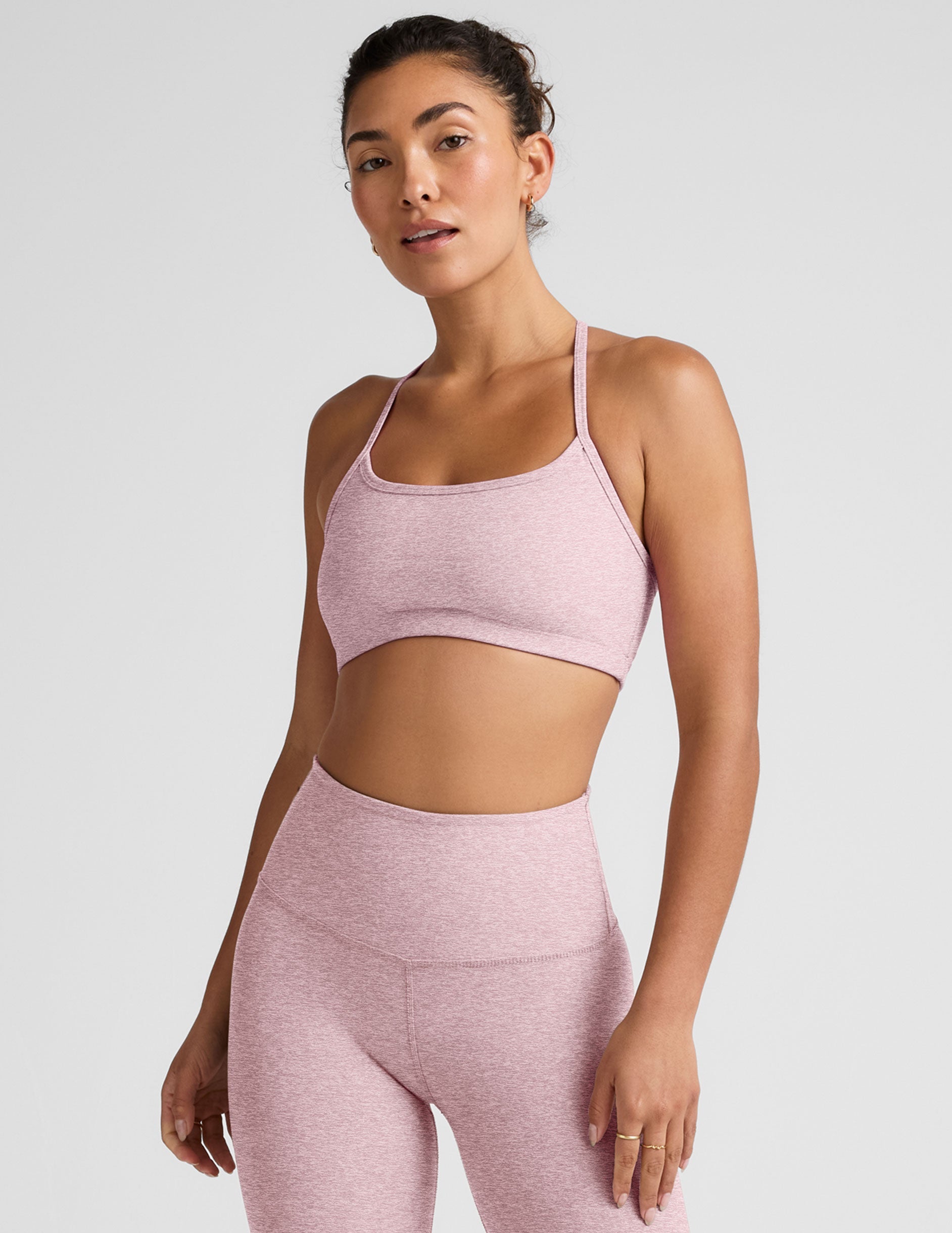 pink slim strapped racerback bra.