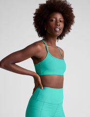 blue slim strapped racerback bra.