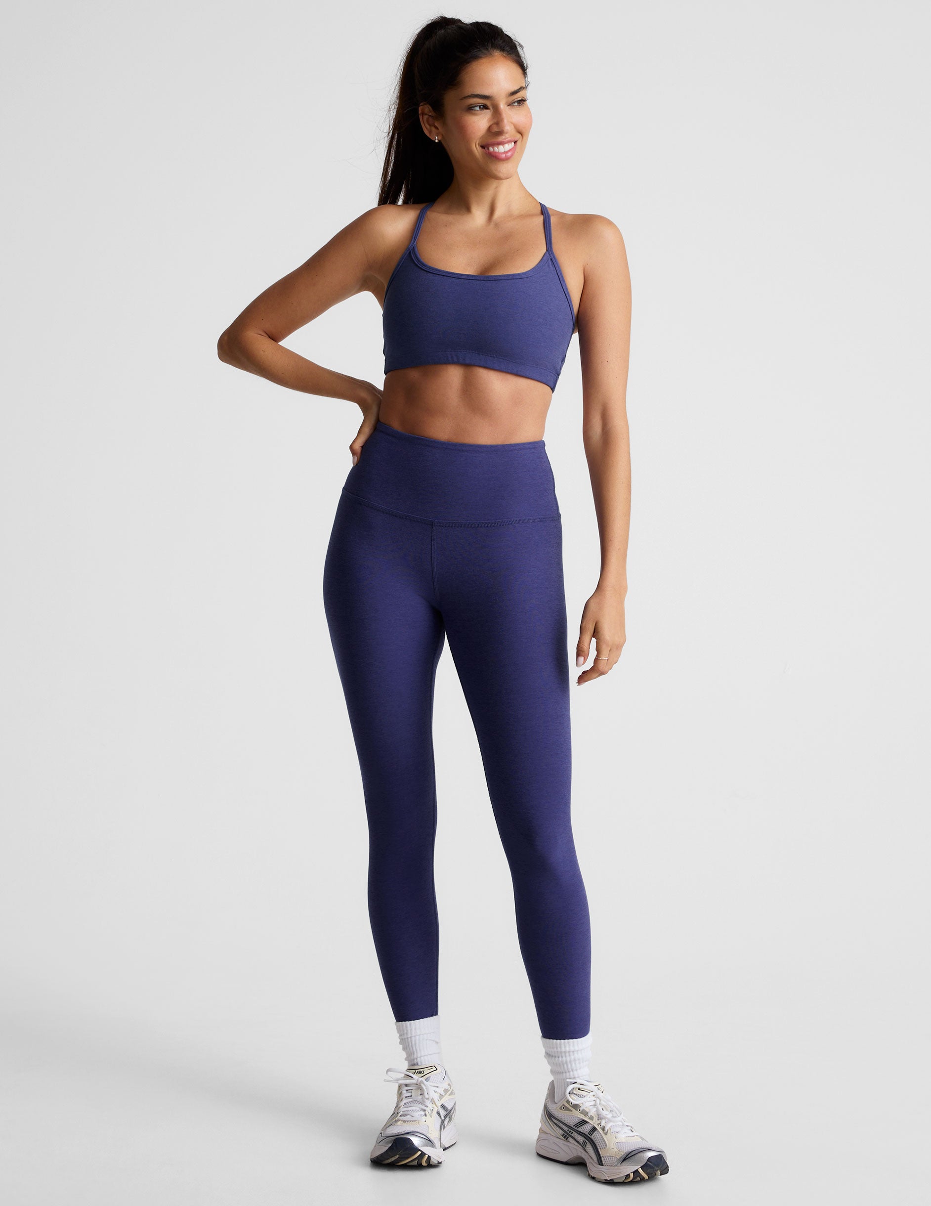 blue slim strapped racerback bra top.